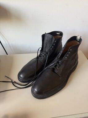 Officine Creative Black Leather Lace-Up Ankle Boots